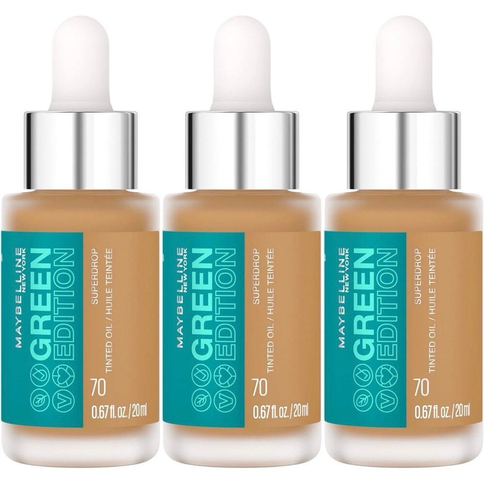 Lot Of 3 Maybelline New York‎ Green Edition Superdrop Tinted Oil Base Makeup #70